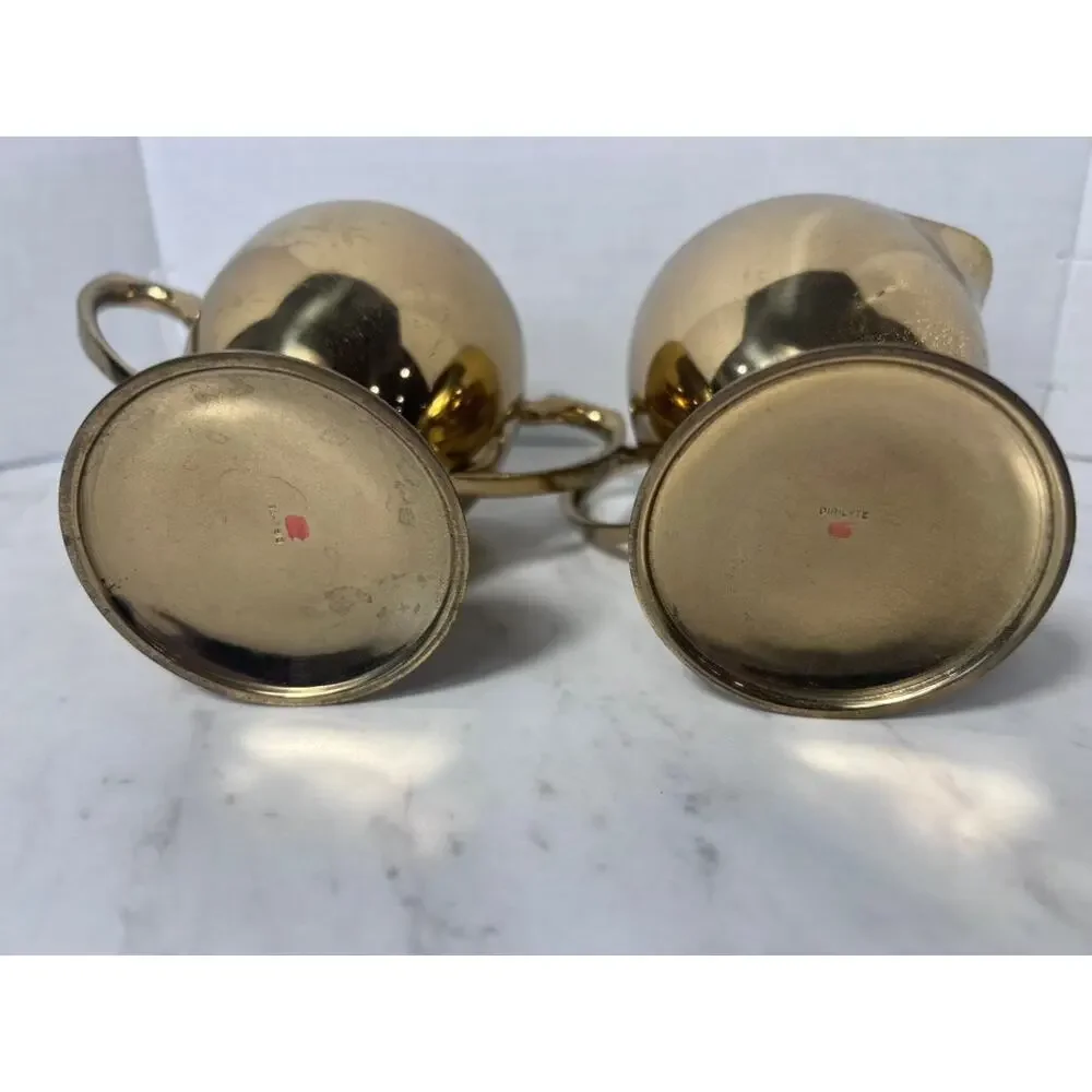 Vintage Dirilyte Bronze Alloy Creamer & Sugar Set – Golden Hue Hollowware